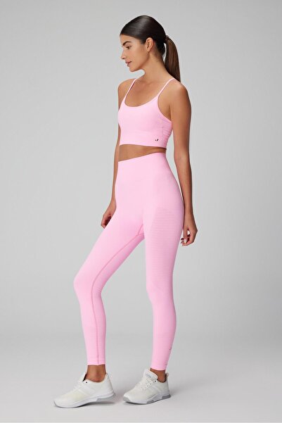 Jerf Gela Yüksek Bel, Esnek Ve Toparlayıcı Spor Tayt Neon Pembe