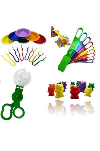 MİR 4'Lü Eğitim Seti, Aktarma Seti, Balon Makas, Eğitici Çubuk Mıknatıs, Eğitici Ayıcıklar