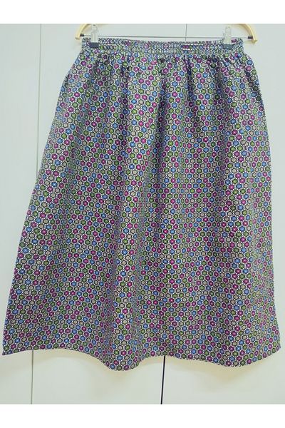 hoaryage Elastic Waist Crispy Floral Flannel Dividin Maxi Length Skirt Length 85cm