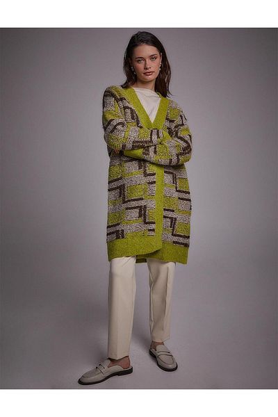 Kayra Αποκλειστική ζακέτα από μαλλί Alpaca Beige-Green