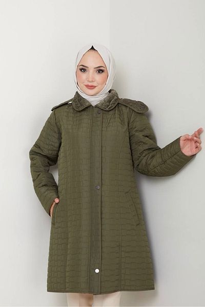 Nevayla Moda Fur Lined Hooded Coat / Khaki - M0103