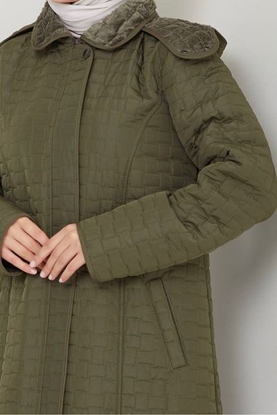 Nevayla Moda Fur Lined Hooded Coat / Khaki - M0103