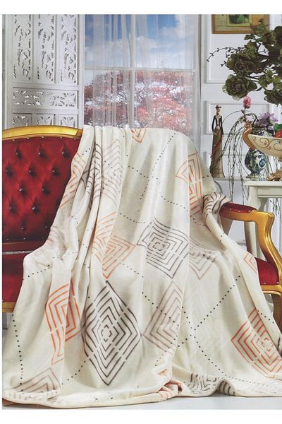 MİNK Lacasa Luxury Mink King Size 1092 Beige Blanket 200x240 & Both Blanket & Bedspread