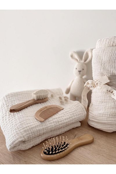 Naturaborn Soft Baby Mansion Hair Brush - Organic Natural Goat Hair, Bamboo Baby Comb and Boxwood Tar