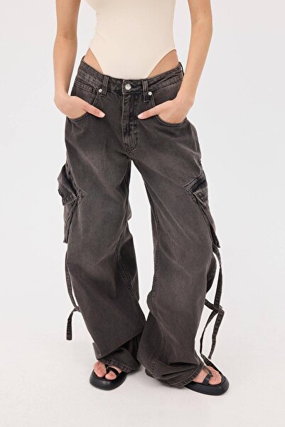 Addax Φαρδύ τζιν παντελόνι Cargo - PN5276-PNL