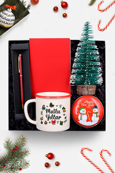 Trendmiya Mini Not Defteri & Tükenmez Kalem & Kupa & Çam Ağacı & Yılbaşı Tema...