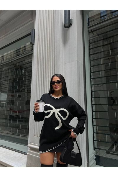LB Laluna Butik Γυναικείο πουλόβερ με φιόγκο μπροστά