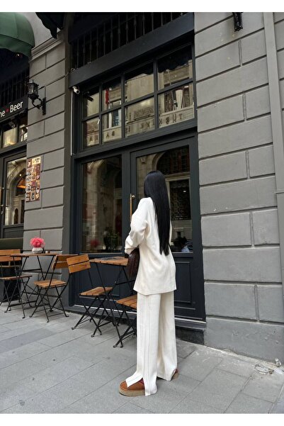 Friday Mood Női háromgombos hasított részletes pulóver és nadrág kötöttáru szett