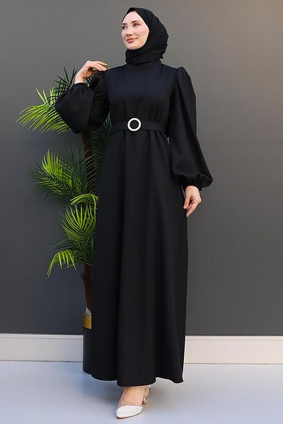 GİYZAMİLA Μαύρο Φόρεμα Hijab Feyza