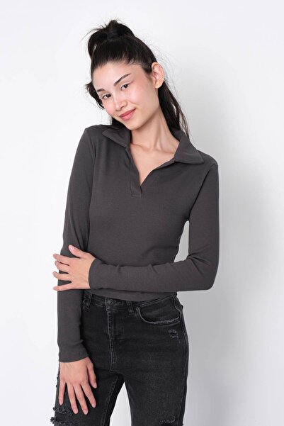Addax Polo Neck Long Sleeve Blouse B1125-X7