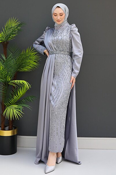 GİZ AGİYİM Βραδινό φόρεμα Grey Clover Cape