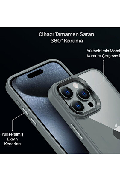 Fibaks iPhone 15 Pro Max Compatible Case Camera Protruding Edge Colorful Back Transparent Sensitive Button Cover