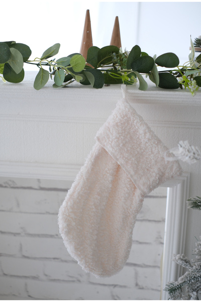 Partifabrik Новий рік - Плюшева шкарпетка для каміна, велика біла шкарпетка T...