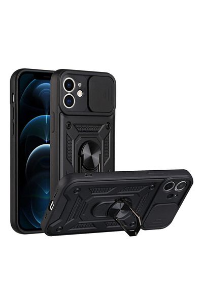 Fibaks حافظة متوافقة مع هاتف Apple Iphone 11 مع حماية للكاميرا ودرع حلقة منزلق ودبابات عسكرية