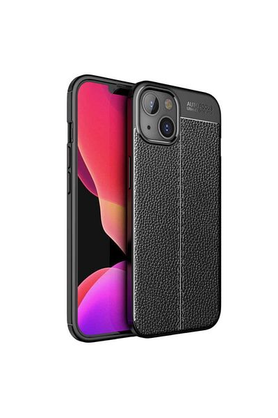 Fibaks حافظة متوافقة مع Apple Iphone 13 - 14 مصنوعة من الجلد اللامع وظهر من الجلد غير المطلي وغطاء من السيليكون