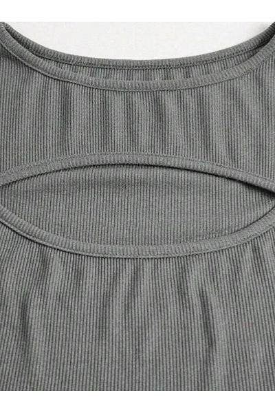 AŞAR MODA TEKSTİL Μαύρη πλεκτή μπλούζα με ραβδώσεις - Λεπτομέρεια κομμένη