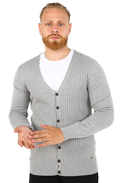 DAKSEL Brg Gray Color Men's Buttoned Cardigan
