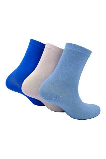 Bambuleyyo Çorap Bambu Okul Çorabı 3'lü Paket (Beden 36-41), Mavi , Hassas Ci...