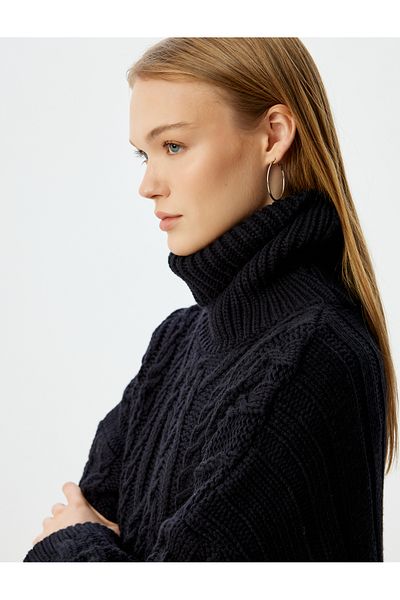 Koton Turtleneck Hair Knit Textured Knitwear Sweater