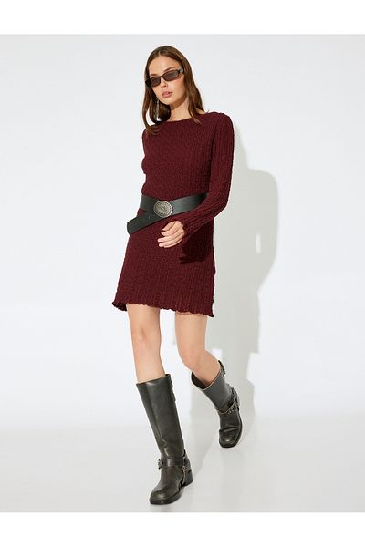 Koton X Inji - Mini Spanish Long Sleeve Textured Back Detail Dress