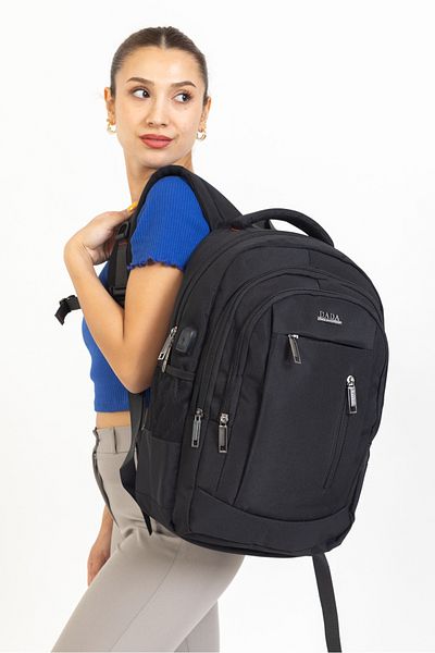 By Hakan DADA-05 Laptop Backpack with USB - Black for Daily Travel and Camping