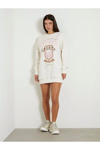 Guess Kadın Önde Logolu Uzun Sweatshirt