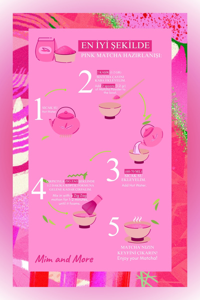 Mim and More Pink Matcha - Pembe Superfood Matcha Tozu, 25 gr