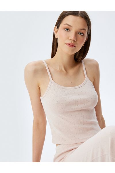 Koton Top de pijama cu bretele crop tricotate din bumbac
