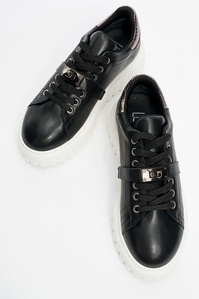 LuviShoes Andro Black Platinum Thick Sole Women's Sports Shoes