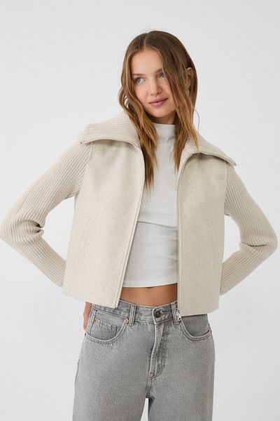 Stradivarius Soft contrast knit jacket