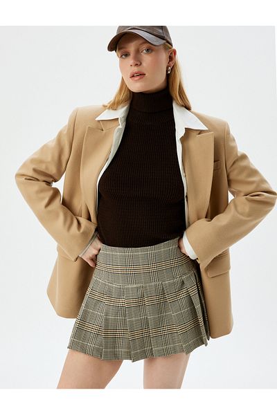 Koton Standard Waist Mini πλισέ καρό φούστα