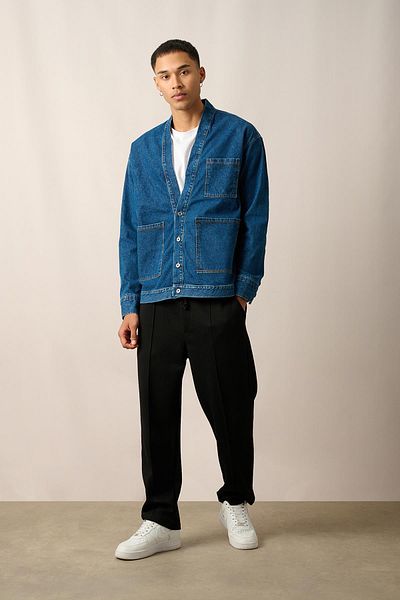 Rocqerx R-2456 Jachetă din denim lavabilă cu nasturi