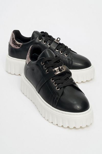 LuviShoes Andro Black Platinum Thick Sole Women's Sports Shoes