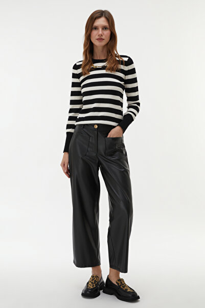 Mudo DERİ GÖRÜNÜMLÜ CROPPED FLARE PANTOLON