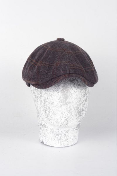 mercantoptan Winter 8 Pieces Patterned Italian Mold Woolen Peaky Blinders Model Men's Cap Hat