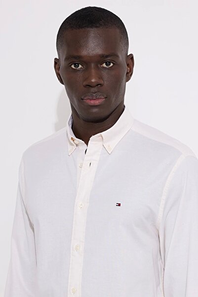 Tommy Hilfiger Tommy Hlifiger Erkek Beyaz Oxford Slim Fit Gömlek