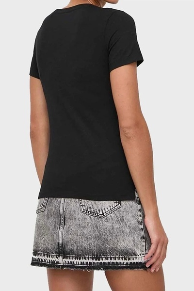 Guess Ss Cn Stone & Embro Cotton Regular Fit T Shirt W4RI52I3Z14JBLK T SHIRT W4RI52I3Z14 JBLK