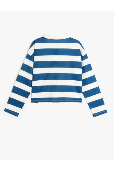 Koton Детайли на тениска с поло деколте и дълъг ръкав