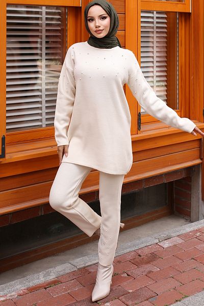 benguen Ecru Knitwear Set - 6205 with Stone Detail