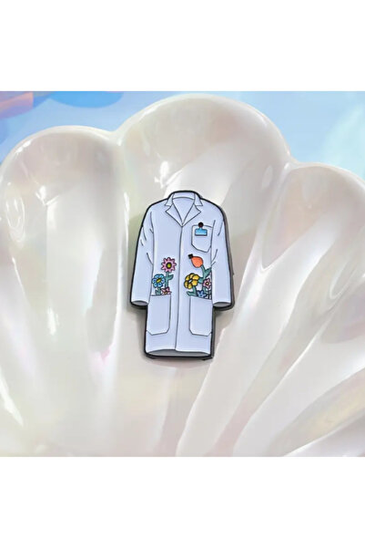 MAURA LIYUZA Beyaz Önlük Broş - Doktor & Öğretmen & Kimyager Her Meslek Grubu İçin