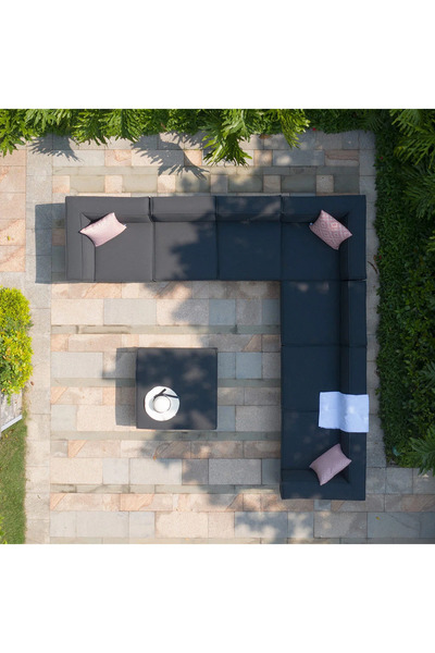 SCY Sagno Modern 12 Kişilik L Köşe Bahçe Mobilyası Puflu Koltuk Takımı Veranda Teras Oturma Grubu