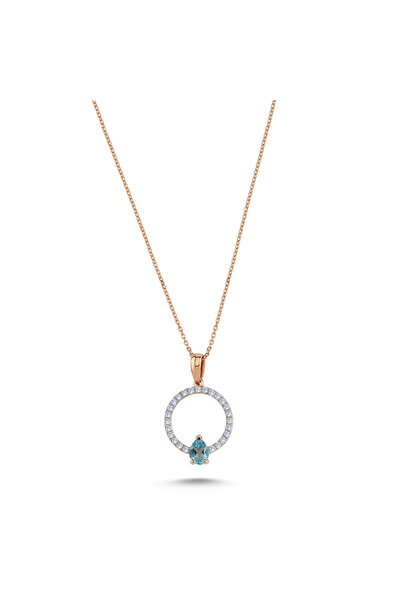 Ariş Pırlanta Mavi Topaz Kolye