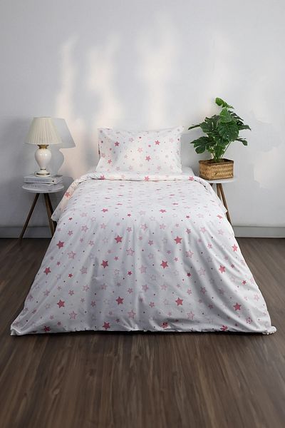 FAVORA Star Pink Single Ranforce Quilt Cover Set