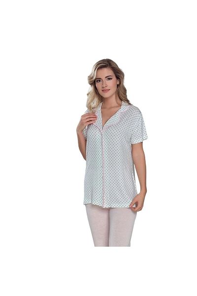 Pelin Pijama Pelin pijama cu nasturi în față pentru femei-2220-roz
