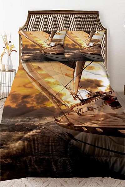 Else Dekor Yellow Couple Yat Patterned Double Quilted Quilt Pillowcase