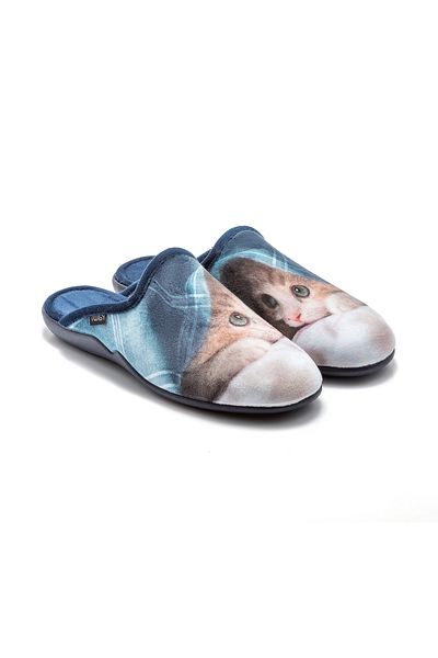 Twigy Papuci de casă pentru femei Blue Kitten - Mărimea 36/41