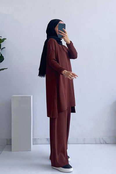 Ka Hijab Σετ Hijab Mira Mercerized - Καφέ
