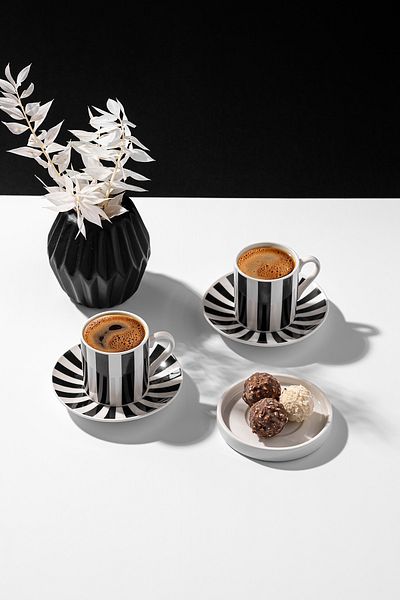Emsan Arthur New Bone 2 - 90 ml Black Personality Coffee Cup Set