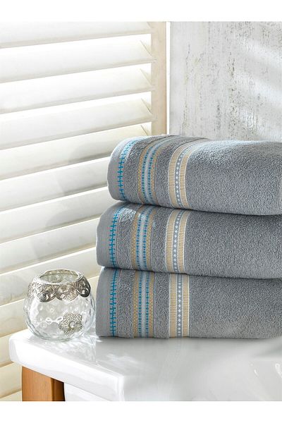 neşe home collection Lyric Σετ Πετσέτες Χεριών & Προσώπου 3 τεμαχίων Γκρι 50x100