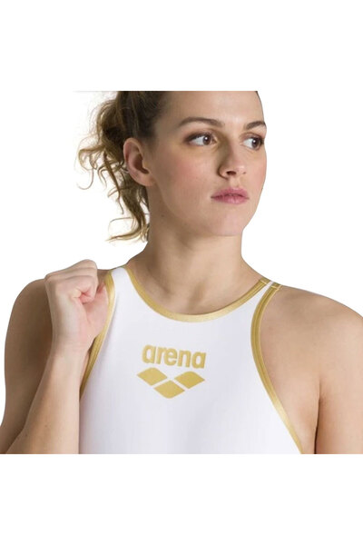 ARENA One Big Logo One Piece Kadın Beyaz Yüzücü Mayosu 001198106